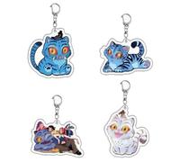 CAREOR Paquete de 4 llaveros de K-pop, fanáticos de los cazadores, llavero temático Zoey Saja, suministros de fiesta de cumpleaños, relleno de regalo colgante, etiquetas de llaves para bolsa de hombro