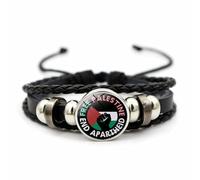 CAREOR Pulsera trenzada de la bandera de Palestina, pulsera tejida versátil con cuentas tejidas y bandera nacional de Palestina, joyería de regalo para hombres y mujeres, 18cm+8cm, Cuero