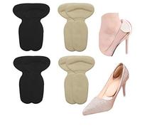 Careor - Puños para talón, almohadillas para talón, almohadillas para zapatos, almohadillas para talón, para zapatos sueltos y tacones altos demasiado grandes, 4 pares (negro+nude)