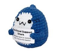 CAREOR Tiburón positivo, mini decoración de punto positivo, animales de ganchillo positivos, apoyo emocional, inspirador, motivacional, aliento, regalo de decoración de fiesta (azul)