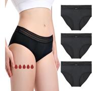 Carer | Lote de 3 Bragas Menstruales para Flujo Abundante | Bragas Menstruales con Encaje | Almohadilla de Absorción Rápida de 50 ml | Lavables y Reutilizables | Talla S