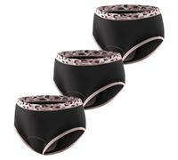 Carer pack de 3 bragas para incontinencia mujer bragas modernas con absorción de 120 ml ropa interior reutilizable para incontinencia o protección nocturna de periodo negro leopardo talla L