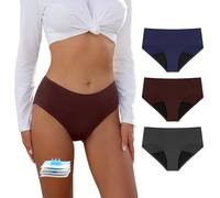 Carer Pack de 3 Piezas Bragas Menstruales para Menstruación de Flujo Intenso, Bragas Menstruales Cómodas Lavables con Almohadilla de Absorción Instantánea de 50 ml Azul, Burdeos y Gris Talla L