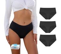 Carer Pack de 3 Piezas Bragas Menstruales para Menstruación de Flujo Intenso, Bragas Menstruales Cómodas Lavables con Almohadilla de Absorción Instantánea de 50 ml Negro Talla 3XL