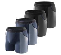 Carer Pack de 4 Boxers de Incontinencia Hombre de Bambú, Absorción 100ml Ropa Interior Incontinencia Lavable Reutilizable Ligera Transpirable a Prueba de Fugas, Negro Azul Talla S