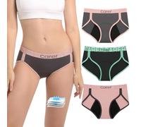 Carer Ropa Interior Menstrual Bragas Menstruales para Flujo Abundante con Absorción de 50 ml Rápida Absorción Suave para la Piel y Reutilizable Pack de 3 Multicolor Talla XL