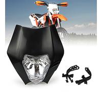 Careta Moto,12 V 35 W Cabeza Lámpara Carenado Moto Halógeno Faro Indicador Pantalla Reemplazo para Dirt Bike Enduro Supermoto-Negro