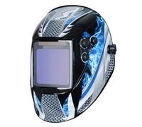 Careta Soldar Automatica,Casco de Soldadura Máscara de soldadura 1/1/1/1 Casco con oscurecimiento automático 100x97 mm Vista amplia Color verdadero 4 sensores for máquina soldadora(UN9k Blue Fire)
