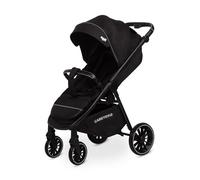 CARETERO - Silla de Paseo Agil - Ligera con Respaldo Reclinable, Capota y Cesta Portaobjetos - con Arnés de Seguridad, Asa Regulable y Protector de Lluvia - para Niños Pequeños - Color Negro
