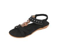 CARETOO Sandalias Mujer Comodas Sandalias de Verano Mujer Flip-flop Planas Verano Bohemia Suave Tacón Plano Antideslizante Casual Elegante Chanclas (Negro, 37 EU)