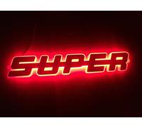 carexpart - Color rojo - (Super) Emblema LED con luz de texto - Mejor accesorio de iluminación electrónica para vehículos y compatible con todos los camiones - 24V (40 x 8 x 1,5 cm)