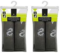 Carfactory - Almohadillas protectoras para cinturón de seguridad de coche, 2 piezas, color gris, logo dragón gris. (Paquete de 2)