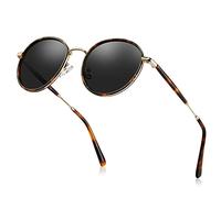 Carfia Gafas de sol Polarizadas Mujer UV400 Gafas Retro Circular con Filtro Blu-Ray Casual Drive Golf