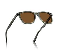 Carfia Gafas de sol polarizadas vintage para hombre, protección UV400, marco de acetato, estilo clásico, elegante y de moda, Flor Verde Negro Marco Marrón Lente, M