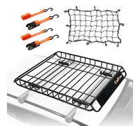 Carforu - Cesta para portaequipajes de Techo Universal de 129.5 x 91.4 x 12.7 cm, Cesta de Carga de 113.4 kg, Cesta de Carga Resistente para SUV, camioneta, Red de Carga con Ganchos de fijación, 2