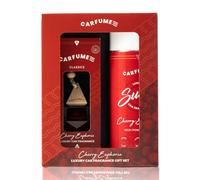 Carfume Cherry Euphoria Ambientador Coche Set Regalo Cereza Original | set de regalo: difusor de vidrio con tapa de madera y spray, aroma intenso de cereza, neutraliza malos olores duradero
