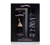Carfume Originals Savage Ambientador Coche Set Regalo Bergamota Hombre | Set de regalo: difusor de vidrio con tapa de madera y spray aerosol, notas de bergamota y ámbar, neutraliza olores duradero