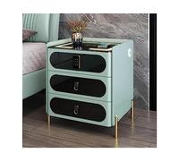 Carga inalámbrica Smart Nightstand gabinete con bloqueo LED mesa de cabecera carga USB 3 cajones mesa final de madera