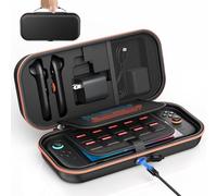 [Carga Interior] Funda para Nintendo Switch 2/OLED/Original, Gran Funda Rígida para Adaptador y Joy-con Almacenamiento, Bolsa de Viaje para Switch Console con 22 Ranuras para Tarjetas de Juego, Negro