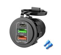 Carga rápida Enchufe para automóvil de 45 W Cargadores USB de 4 puertos Adaptador a prueba de agua a prueba de polvo para 12 V-24 V Uso marino automotriz Teléfono Pd USB rápido para conducir Viajes Go