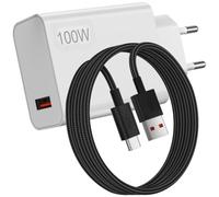 Cargador 100W y Trenzado Cable para Xiaomi Redmi Note 17 Pro MAX 15 Pro+ 5G | 100W Rapida Carga Adaptador de Cargador y 1Metro Nailon Cable Tipo C 6A para Xiaomi Poco X8 Pro MAX F9 Ultra Mi 18Pro 17T Pro