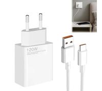 Cargador 120W Carga Rápida, Cargador Rápido Y Cable USB C, USB Charger con 1.5M Cable Tipo C, Carga Turbo para Redmi Note K70/K60 Ultra, Xiaomi 14T/13/12S Pro Lite, Black Shark 4/5, Poco X5/F4/X4 GT