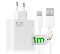 Cargador 120W Carga Rápida USB C y Cable 1M Compatible con Xiaomi Redmi Note Mi 11 12 13 14 Poco Black Shark Ultra Lite Pro Carga Rapida Tipo C 6A Adaptador Pared Original y Transferencia de Datos CE