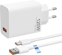 Cargador 120W para Xiaomi 15, 14, 13, 12, 13t, 12t, 12s, Redmi Note 14/13 Pro+/12 Pro+/11P+ 5G, 12, 11P Plus, K70, K60, K50, Black Shark 3, 4, 5 y Poco F4 - Con cable USB Type-C de 2 m