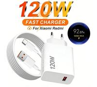 Cargador 120W Turbo de Carga Rápida Adaptador EU Para Xiaomi 10 11 12 13 14 15 PRO Redmi Note 15 14 13 12 11 Pro Plus 5G Poco F5 X6 Pro Enchufe de Pared Hiperrápida Adaptador de Corriente Tipo C Cable