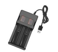 Cargador 18650 26650 21700 18490 16340 14500 10440, 2 Ranuras Cargador de Pilas Recargables con USB Inteligente para Li-Ion 3,7 V Batería