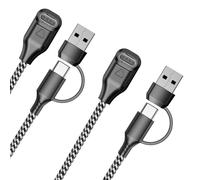 Cargador 2 en 1 USB A a USB C, cable de reloj compatible con Garmin 1 m Lote de 2, conector acodado, cable de carga y sincronización para Fenix, Forerunner, Venu, Instinct, Vivoactive