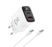 Cargador 25W - Pantalla LED Carga Doble Súper Rápida de 2 Puertos, con 2M Cable USB C para iPhone 16/15, para Samsung Galaxy, Pad Pro, PixeI