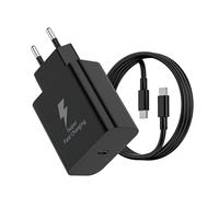 Cargador 25W Tipo C Carga Rápida para Samsung Galaxy A54 5g A53 A55 A34 A33 A14 A13 M13 M14 M33 M34 M53 M54 S22 S21 S20 Note 20 Note 10 A71 A70 A52 A52S A51 A40 etc,con 2M Cable (Negro)