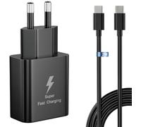 Cargador 25W USB C Carga Rápida para Samsung, Compatible con Samsung Galaxy A56 5G, A34 5g, A16, A15, A25, A55 5G, A23 5G,A53 5G,A54 5G, S24, M23, M33, A14, S23, S22, S21, A53, Cable C 2M (Negro)