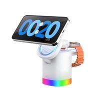 Cargador 3 en 1 para Magsafe, estación de carga inalámbrica plegable con luces nocturnas (blanco)