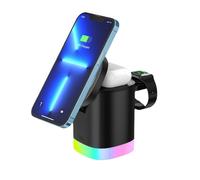 Cargador 3 en 1 para Magsafe, estación de carga inalámbrica plegable con luces nocturnas (negro)