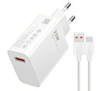Cargador 33W Compatible con Rápido con Cable USB Tipo C de 1M, Cargador de Pared para Xiaomi 14, 13, 12, K60, K50, X6, Mi 9/10, Mi Mix 3, Carga Rápida USB-C, Adaptador Compacto