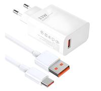 Cargador 33W USB-C Carga Rápida 6A 2mTurbo Blanco | Carga Rápida Compatible con 14, 13, 12, 12t, 12s, 11, 11s, Pro, Plus, Nota K60, K50, Poco X6, F5, X5