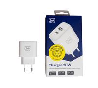 Cargador 3MK Charger 20W USB-A y USB-C Blanco