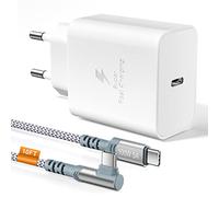 Cargador 45W con 3M Nylon Cable USB C a USB C, Cargador Rápido Tipo C, Cargador Telefono Carga Rapida para Galaxy S23/S22/S21/S10, Note 20/10,Galaxy Tab S8/S8 Ultra/S8 Plus(Blanco)