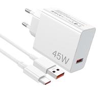 Cargador 45W para Xiaomi Redmi Note 15 14 13 12 Poco X7 M7 Pro M6 Mi 11 Mi Pad 7 6 5 Redmi Pad con Cable 6A USB Tipo C 1 m con Transferencia de Datos Carga Rapida Cargador Turbo Segura Caricabatterie