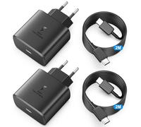 Cargador 45W USB C Carga Rapida para Samsung Galaxy S24 Ultra/S24+/S23 Ultra/S22/S21, Z Fold/Flip 5, Tab S8 Ultra, Note 20, A55 A25 A35, Adaptador Cargador Tipo C Carga Rapida con 2M Cable (2 Pack)