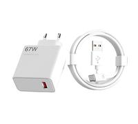 Cargador 67W Carga Rápida Turbo con Cable USB-C 6A - Adaptador de Corriente Compatible con Xiaomi Redmi Note 13/12/11 Pro, Poco X6/X5/F5/X3, Mi 13/12/11 T/Lite. Activa Mi Turbo Charge (Blanco)