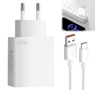 Cargador 67W para Xiaomi, 67W Cargador Rápido para Xiaomi con Cable Carga Rápida USB C 6A 1.5M, Cargador USB Rápido Compatible con Xiaomi 13 Lite Mi 11i, Redmi Note 13 12 Pro