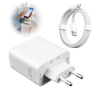 Cargador 80W USB C Carga Rápida con Cable 2M Blanco, Adaptador Tipo C Compatible con OPPO Find X7 X6 X5 Pro Reno 13 12 11 10 Pro y One-Plus 12 11 Nord y Realme, Adaptador de Cargador Carga Flash
