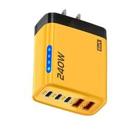 Cargador acelerado, cargador rápido de 240 W en forma de cubo | teléfono de 5 puertos con indicador luminoso, para smartphone, ordenador portátil, tableta, casa, viaje, hotel, dormitorio, mesita de
