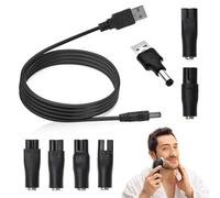 Cargador Afeitadora 5V Universal, Cargador maquinilla - Cable USB a DC con 7 Puntas Adaptadoras, Compatible con Afeitadoras, Maquinas de Cortar Pelo, Purificadores de Aire y Lámparas (negro2)