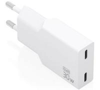 AISENS Cargador Ultra Delgado GAN 30 W, 2 x USB-C PD3.0, Blanco