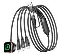 Cargador Apple Watch 1,2M, 4 en 2 Cable de Carga iPhone y Apple Watch Cargador con Cable Lightning/Micro/USB C/cargadors iWatch para iWatch Serie 9/8/7/6/5/4/3/SE/Ultra,iPhone 17 16 15/14/13,Samsung