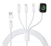 Cargador Apple Watch, 4 en 2 Cable de Carga iPhone y Apple Watch Cargador con Lightning/USB C/iWatch/Micro para iWatch Serie 9/8/7/6/5/4/3/SE/Ultra,iPhone 15/14/13,Samsung Galaxy